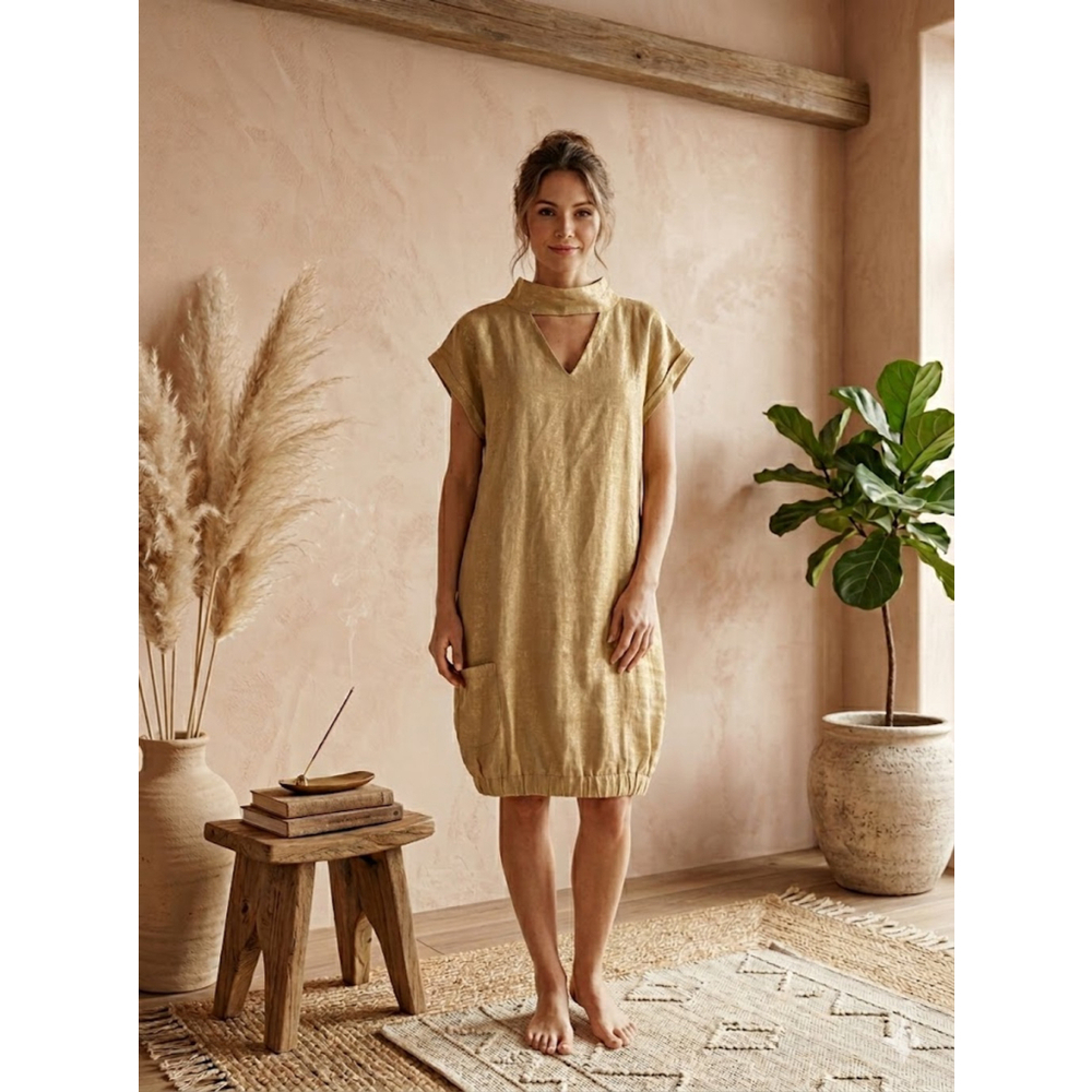 Ljubica Bohemian Gold Cotton Tunic - Size Medium